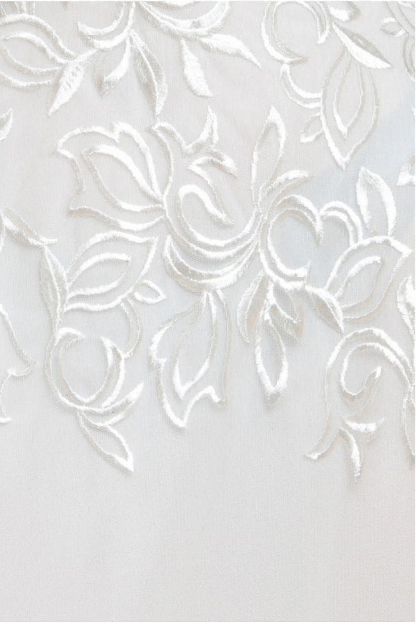 Goddiva Lace Flutter Sleeve Embroidered Mesh A Line Maxi Dress - White