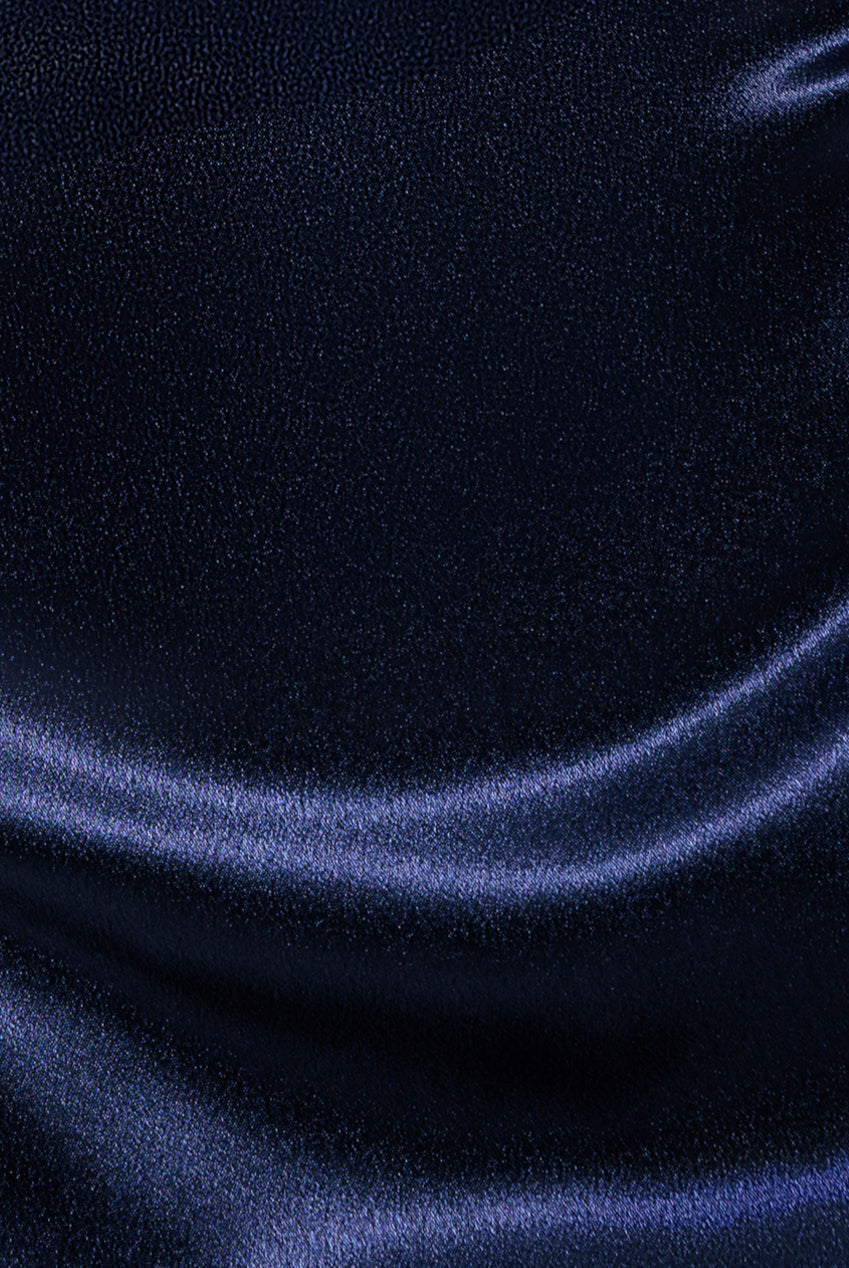 Goddiva Satin Flutter Sleeve Mermaid Maxi - Navy