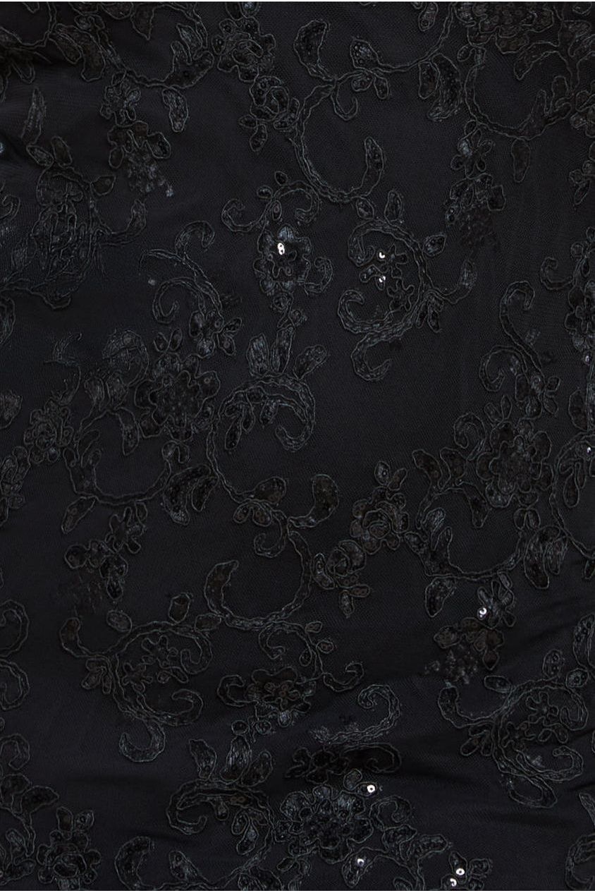 Goddiva Plus Scallop Lace Midi Dress - Black