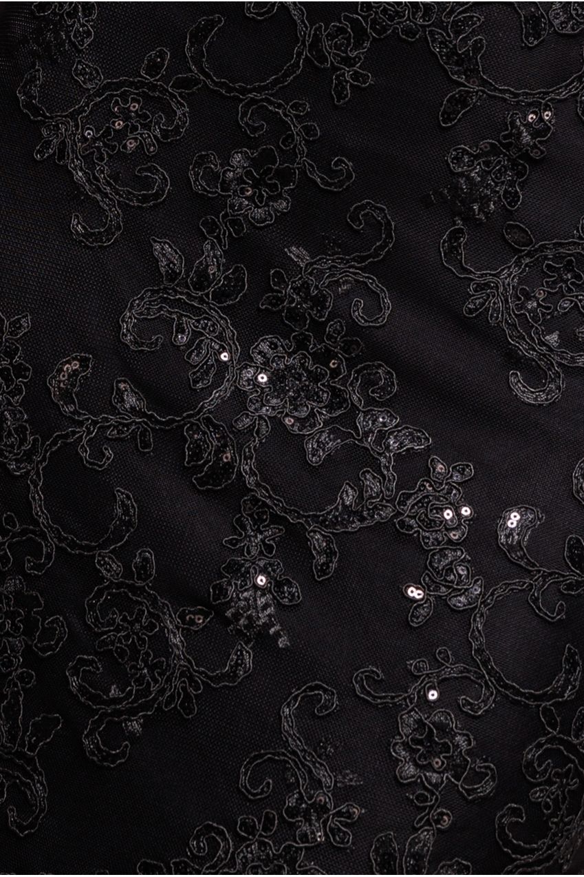 Goddiva Sequin Scallop Lace Midi Dress - Black