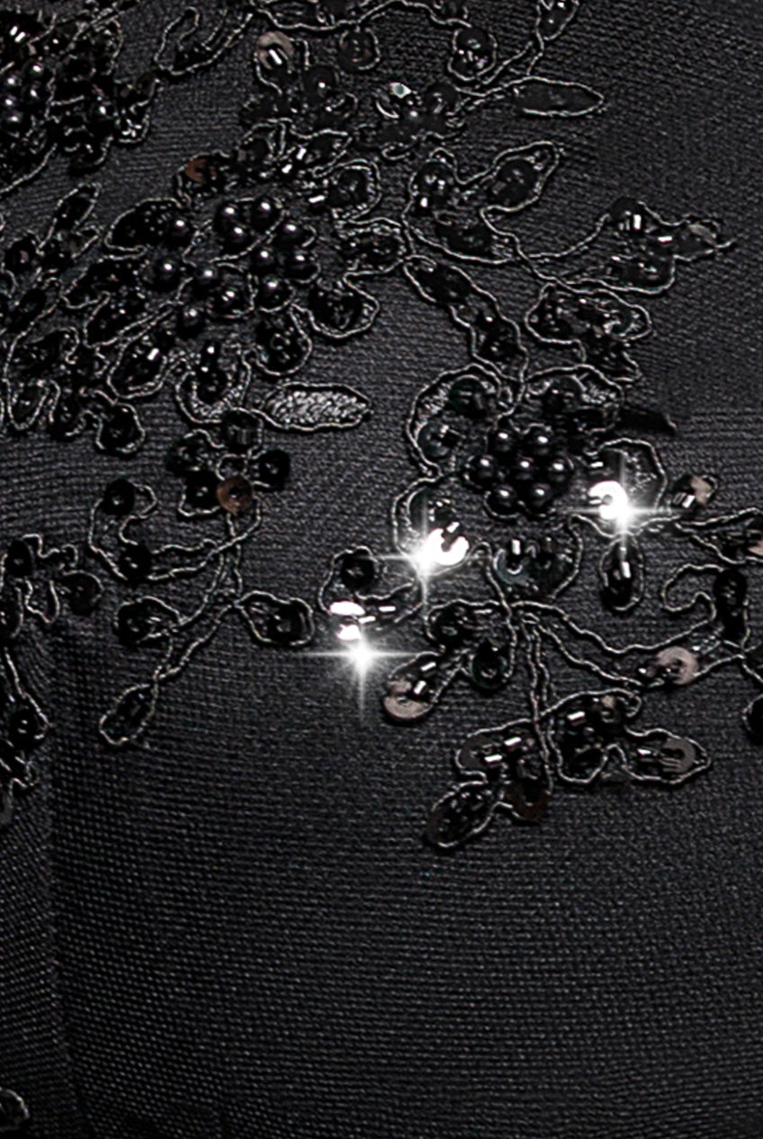 Goddiva Plus Scalloped Lace & Velvet Maxi Dress - Black