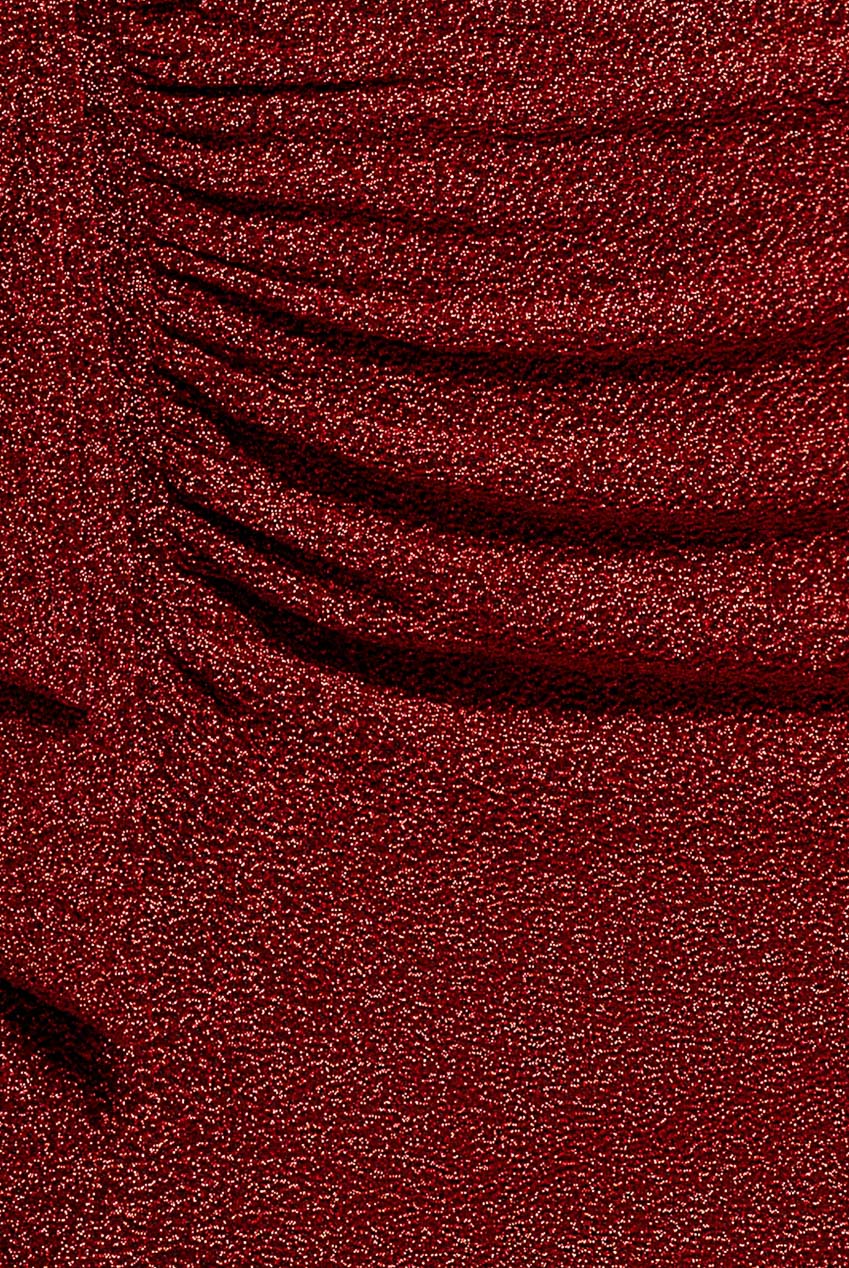Goddiva Sparkle Bardot Maxi With Waterfall Ruffle - Red