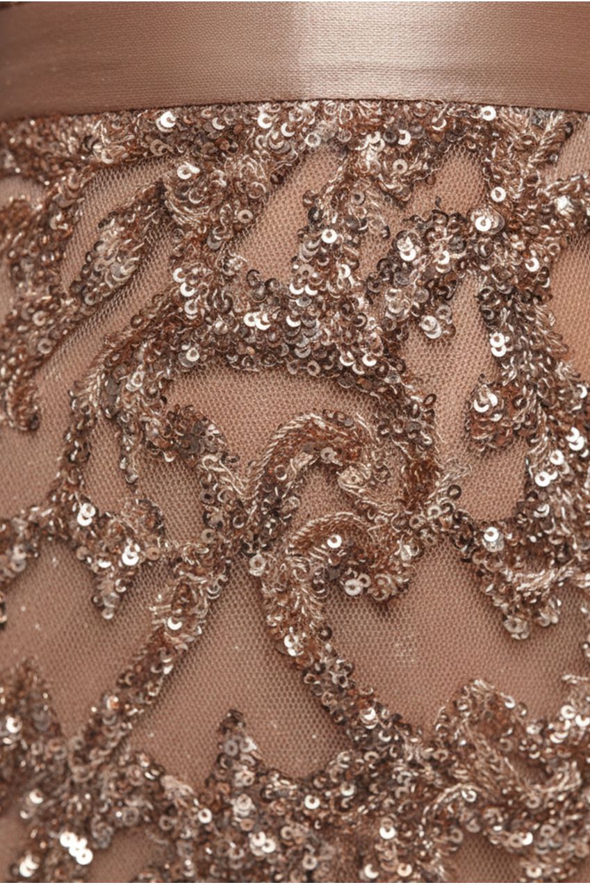 Goddiva Tassel & Sequin Midaxi With Front Split - Champagne