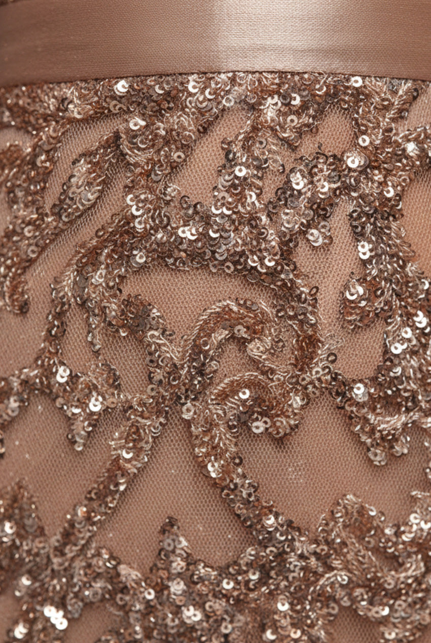 Goddiva Tassel & Sequin Midaxi With Front Split - Champagne