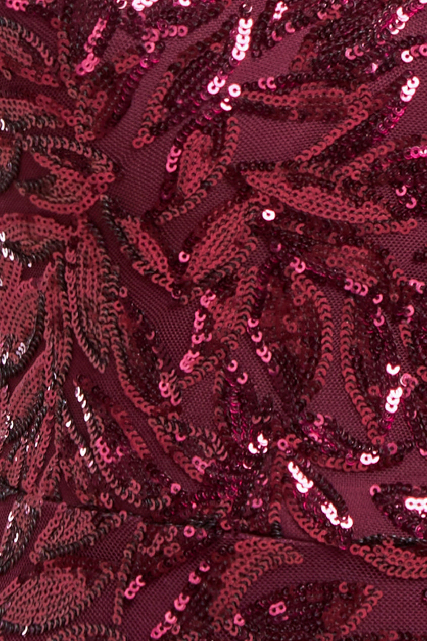 Goddiva Cross Back Diamante Strap Sequin Maxi - Burgundy