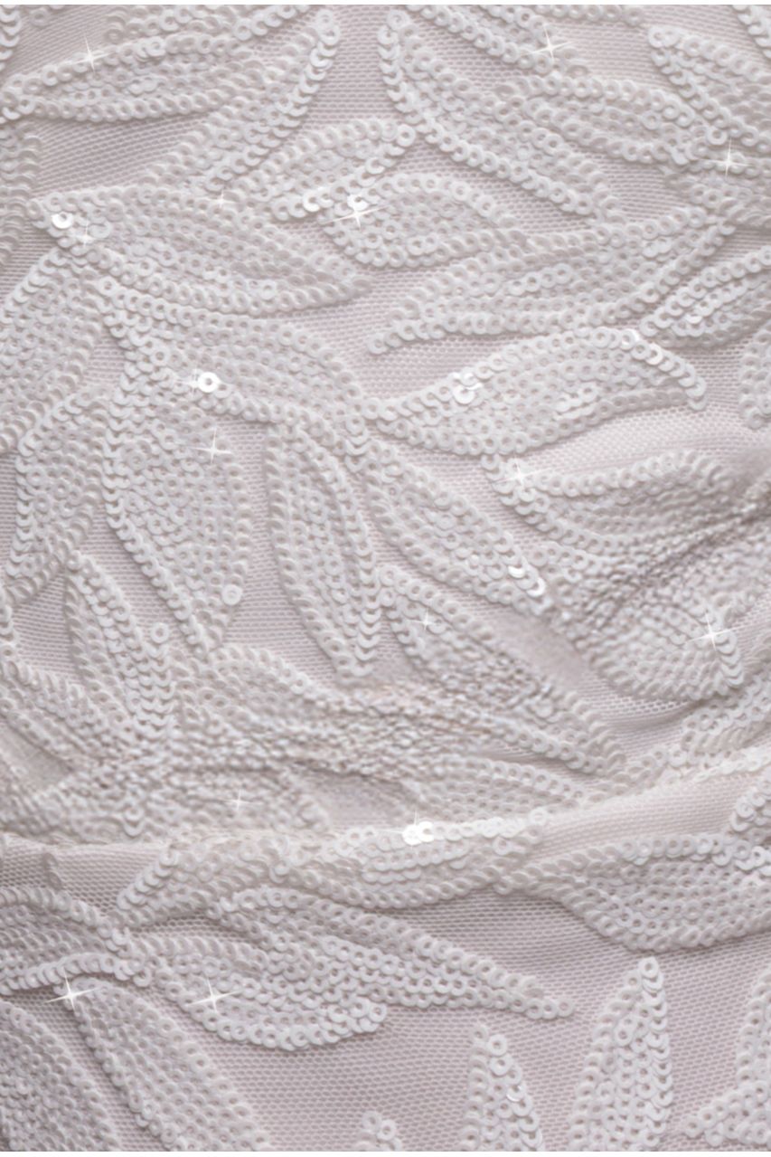 Goddiva Cross Back Diamante Strap Sequin Maxi - White