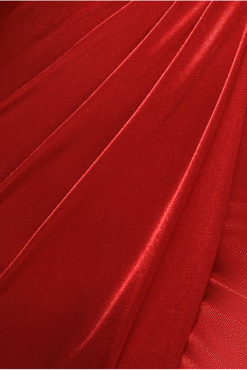 Goddiva Cowl Bardot Satin Twill Maxi Dress - Red