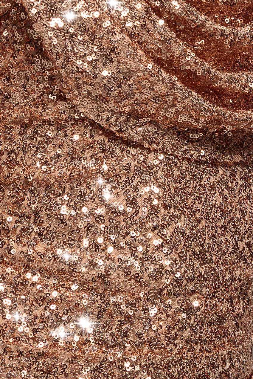 Goddiva Sequin Cowl One Shoulder Maxi Dress - Gold