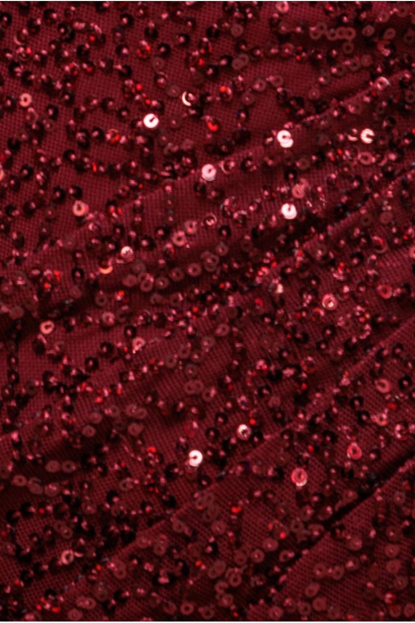 Goddiva Sequin Cowl One Shoulder Maxi Dress - Wine