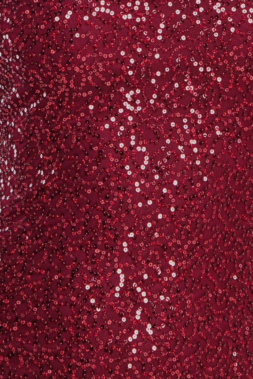 Goddiva Puff Sleeve Tiered Hem Maxi Dress - Wine