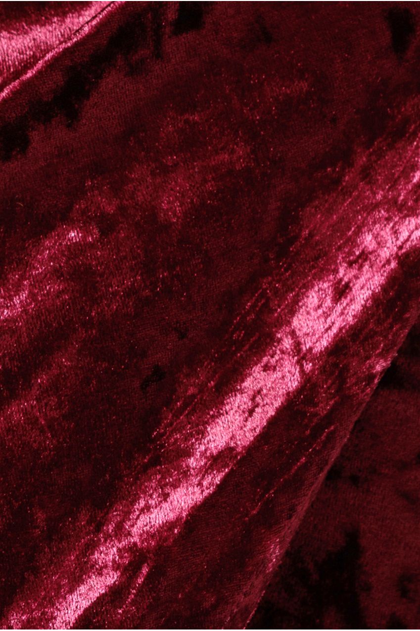 Goddiva Flared Hem Ice Velvet Midi - Burgundy