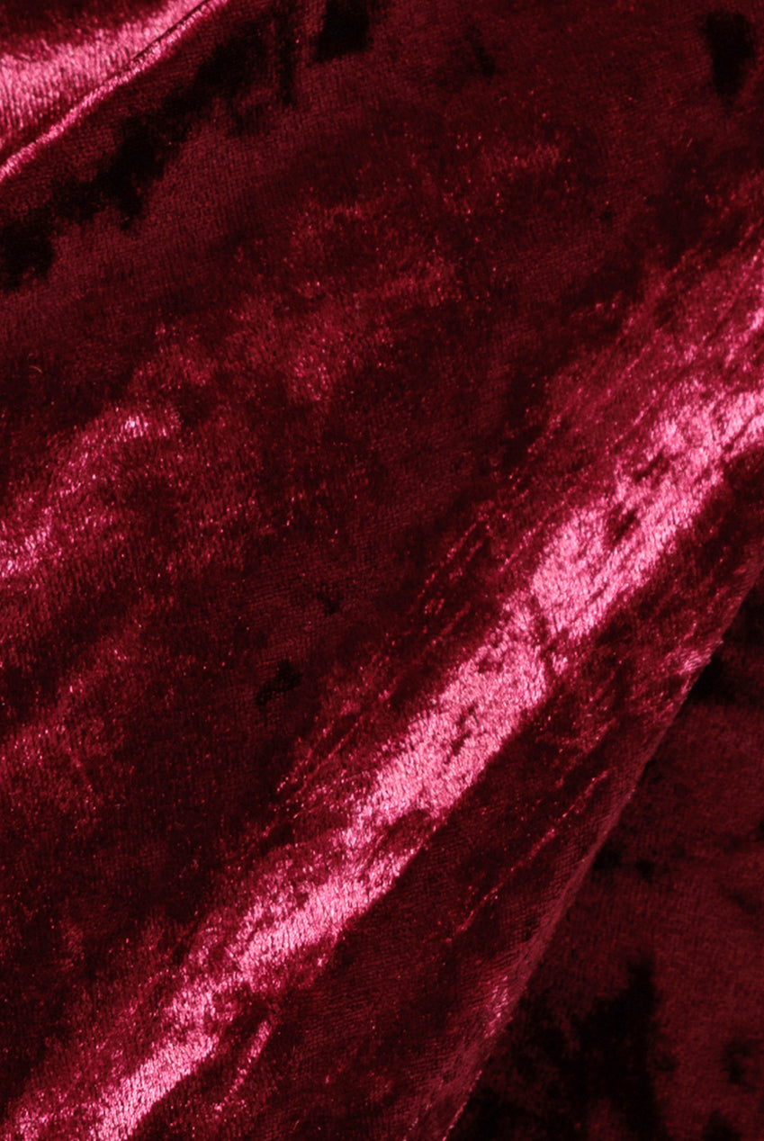 Goddiva Flared Hem Ice Velvet Midi  - Burgundy