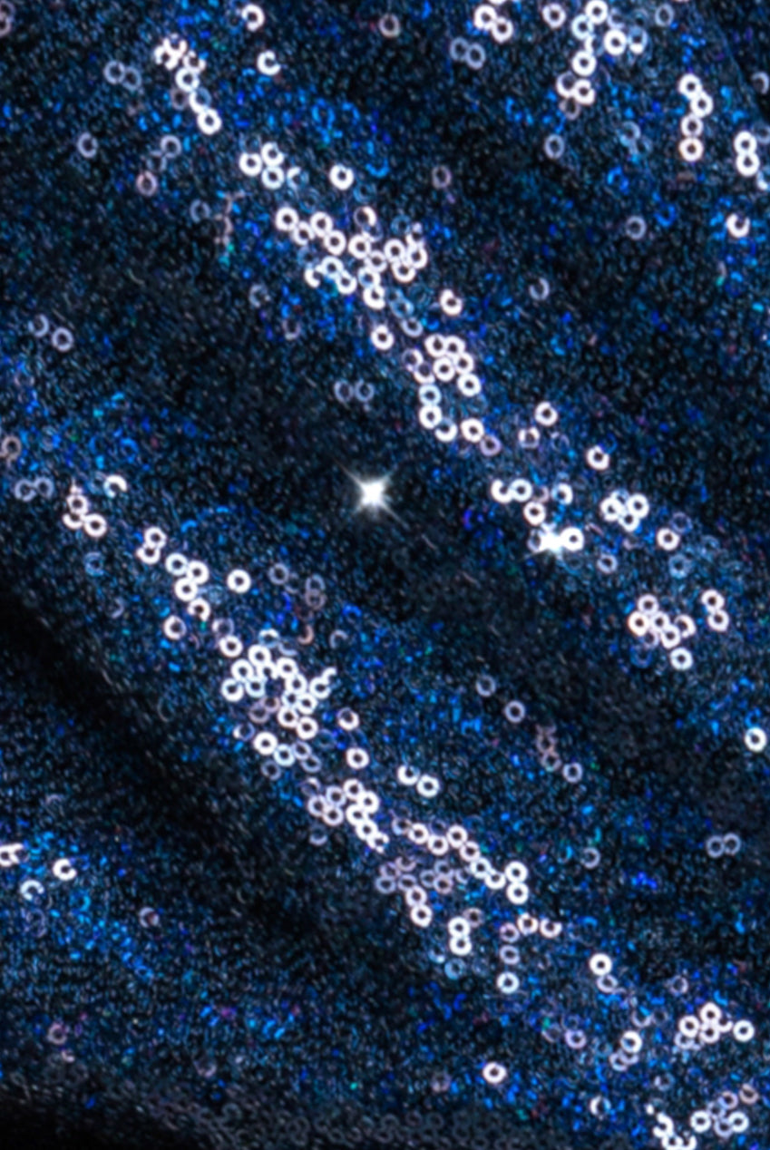 Goddiva Sequin Front Split Shirt Dress - Navy