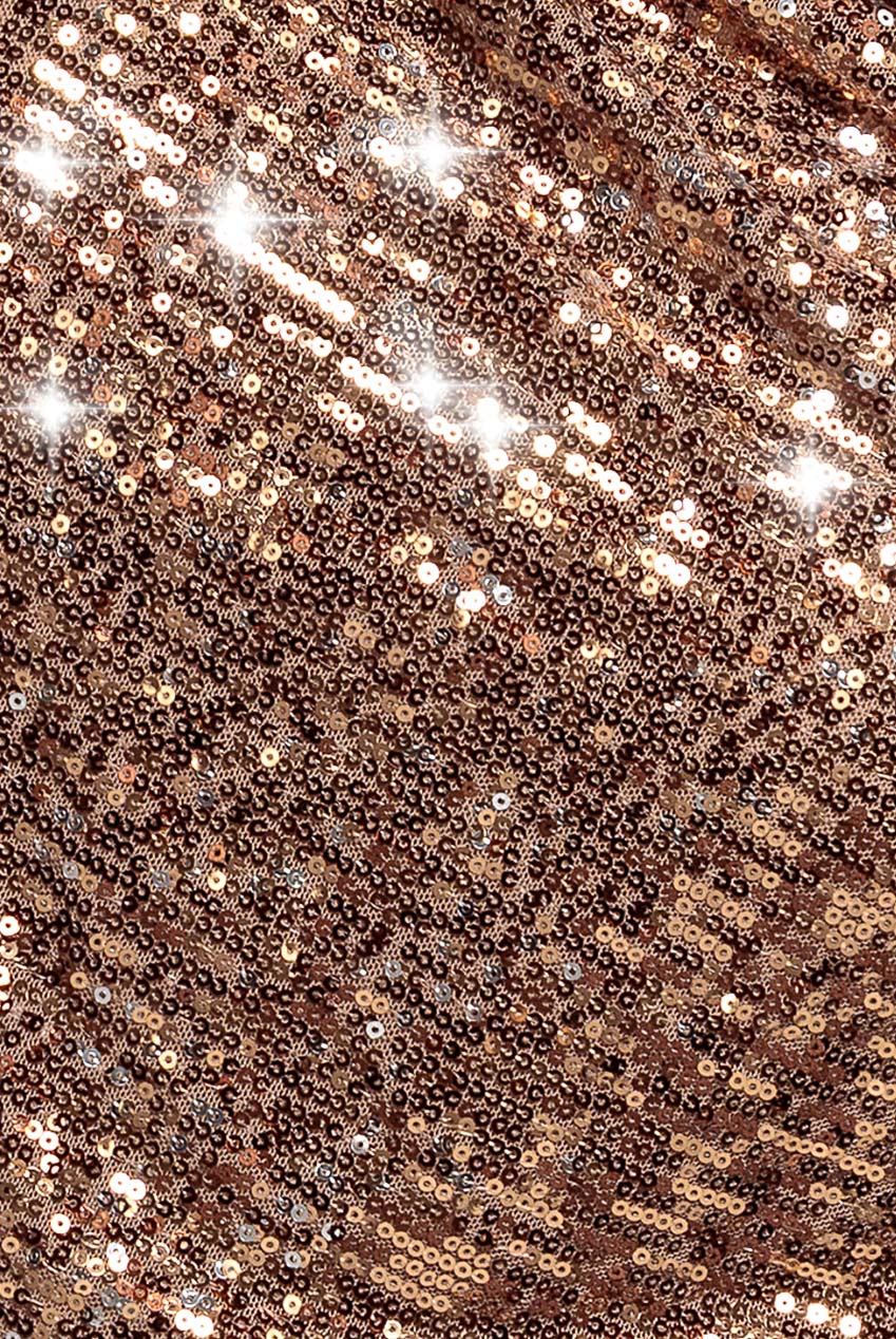 Goddiva Plus Sequin Cowl Maxi Dress - Bronze