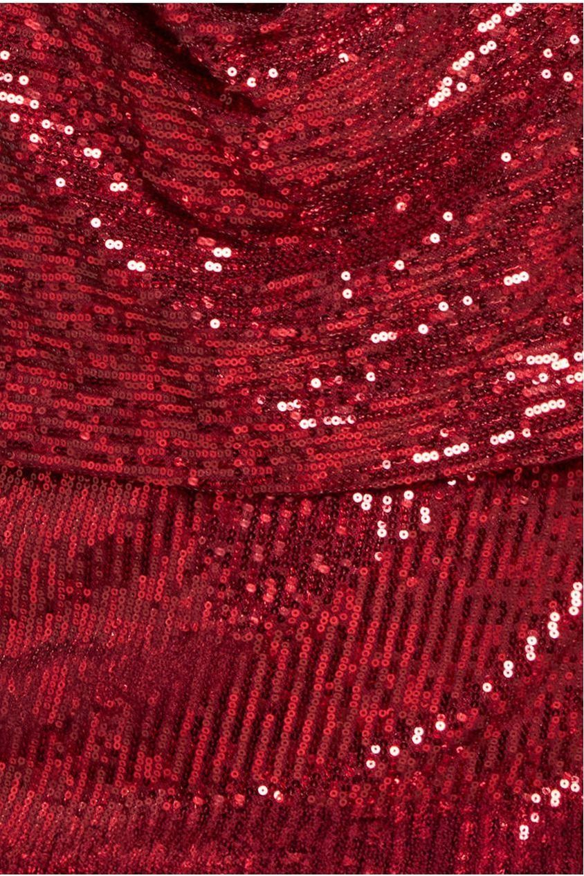 Goddiva Plus Sequin Cowl Maxi Dress - Wine