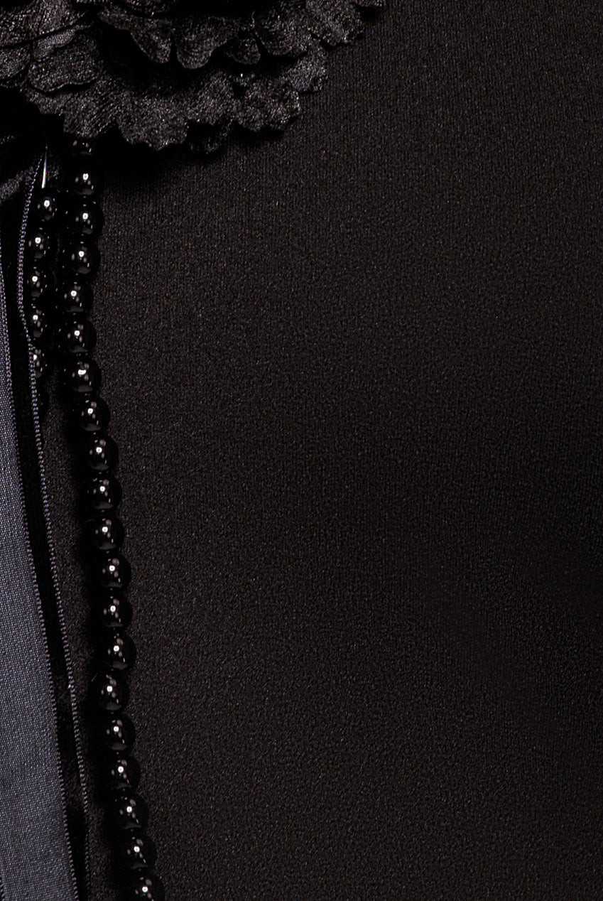 Goddiva Racer Neck Corsage Scuba Maxi - Black