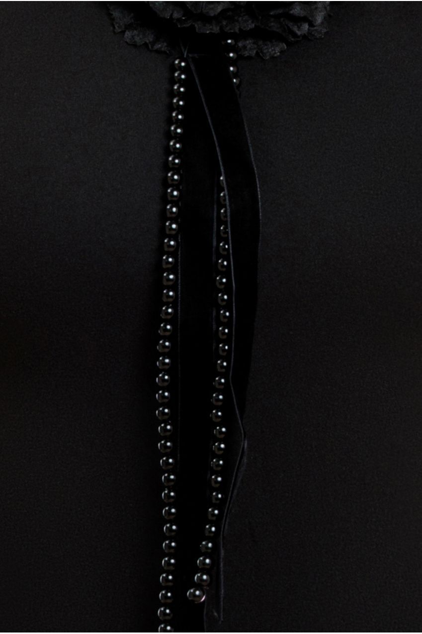 Goddiva Racer Neck Corsage Scuba Maxi - Black