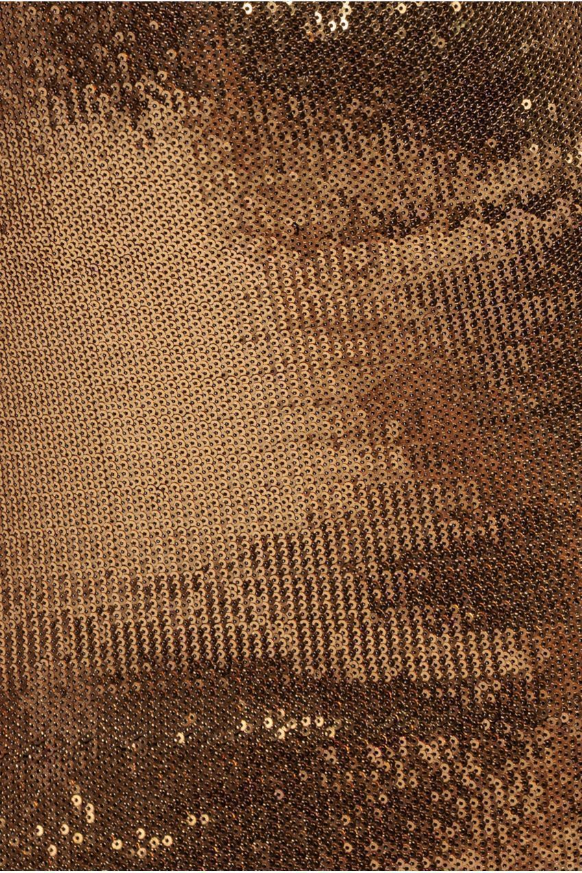 Goddiva Liquid Sequin Corsage Maxi Dress - Gold