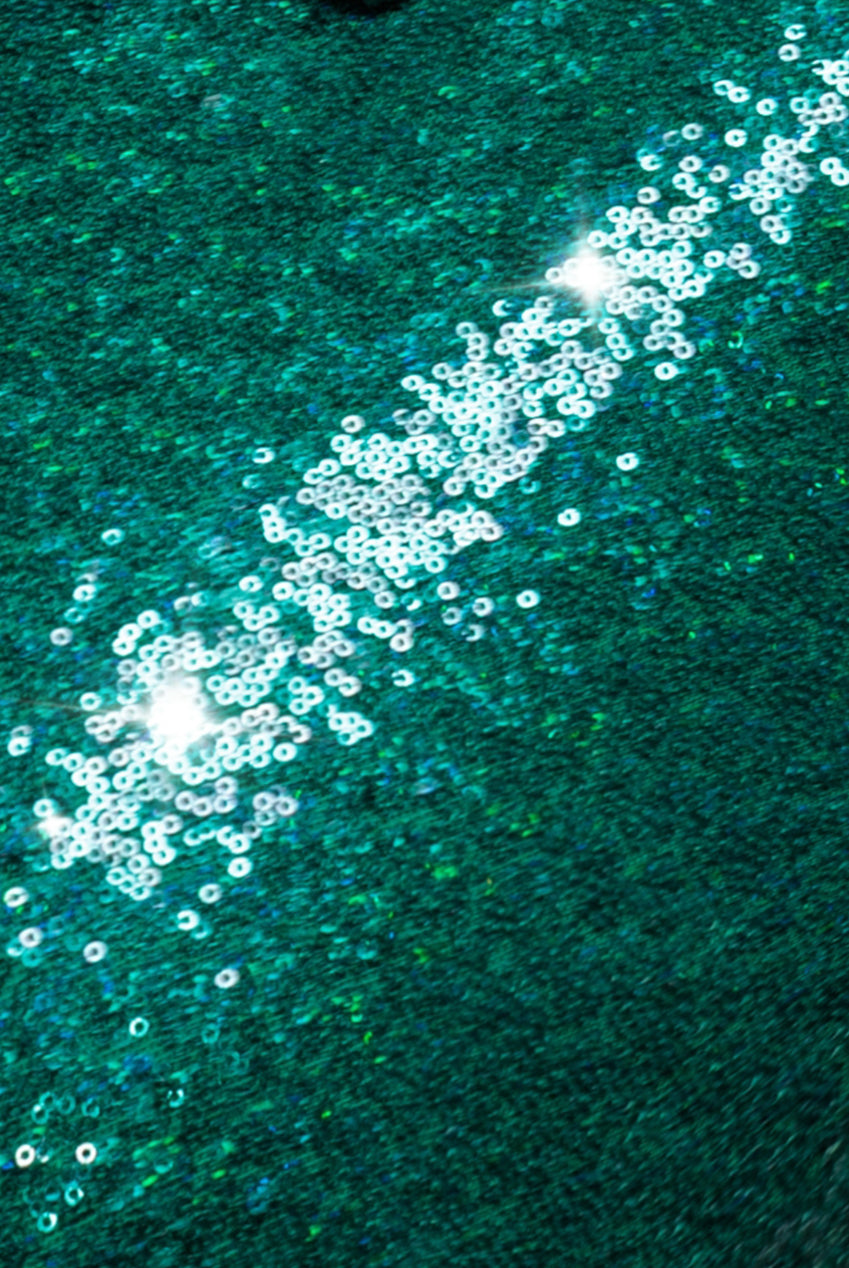 Goddiva Sequin Skater Shirt Dress - Emerald Green