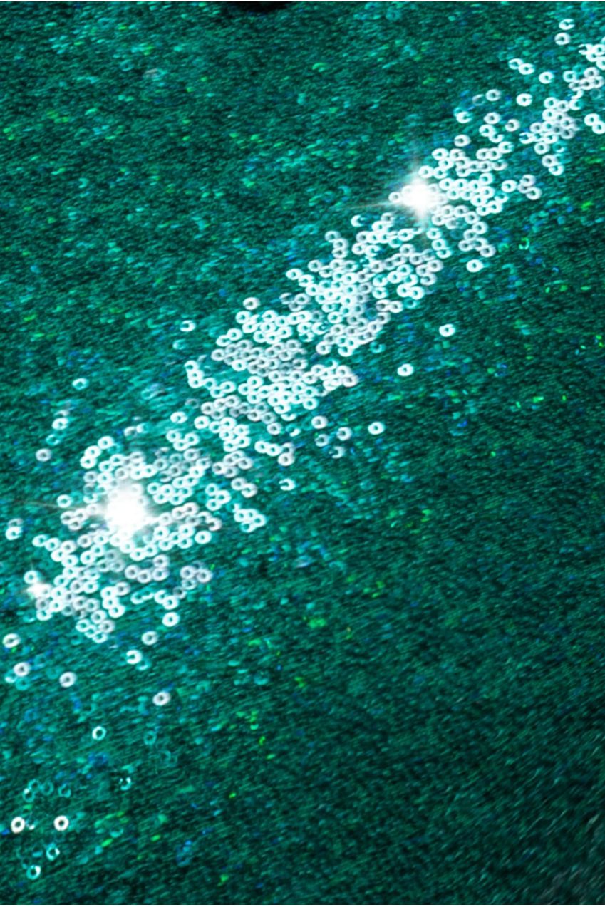 Goddiva Sequin Skater Shirt Dress - Emerald Green