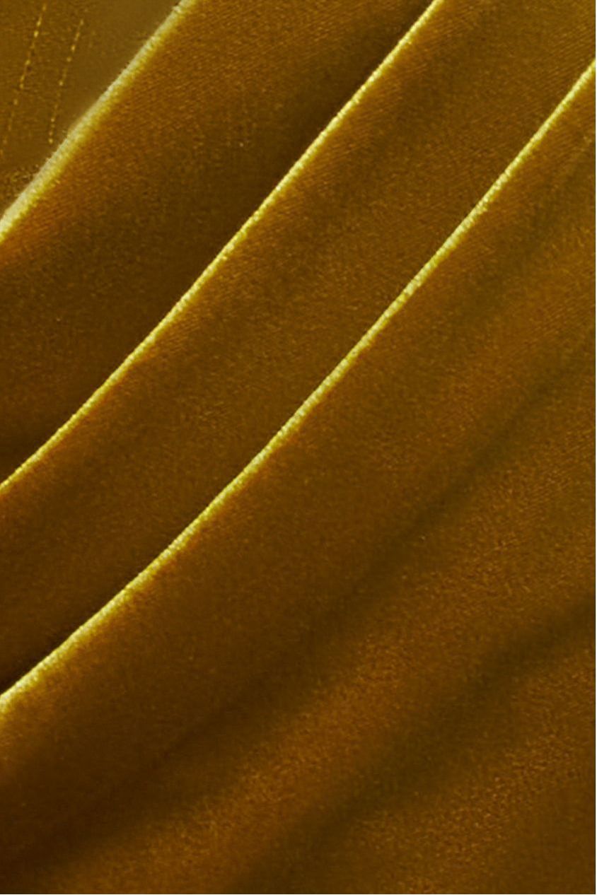 Goddiva Draped Shoulder Velvet Corset Midi Dress - Olive Green