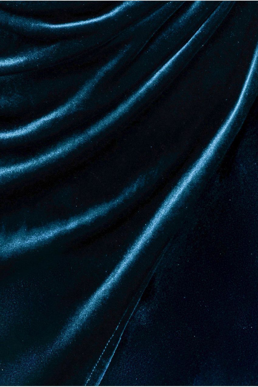 Goddiva Draped Shoulder Velvet Corset Midi Dress - Tealblue