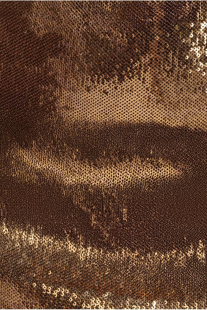 Goddiva Liquid Sequin Midi With Corsage - Gold