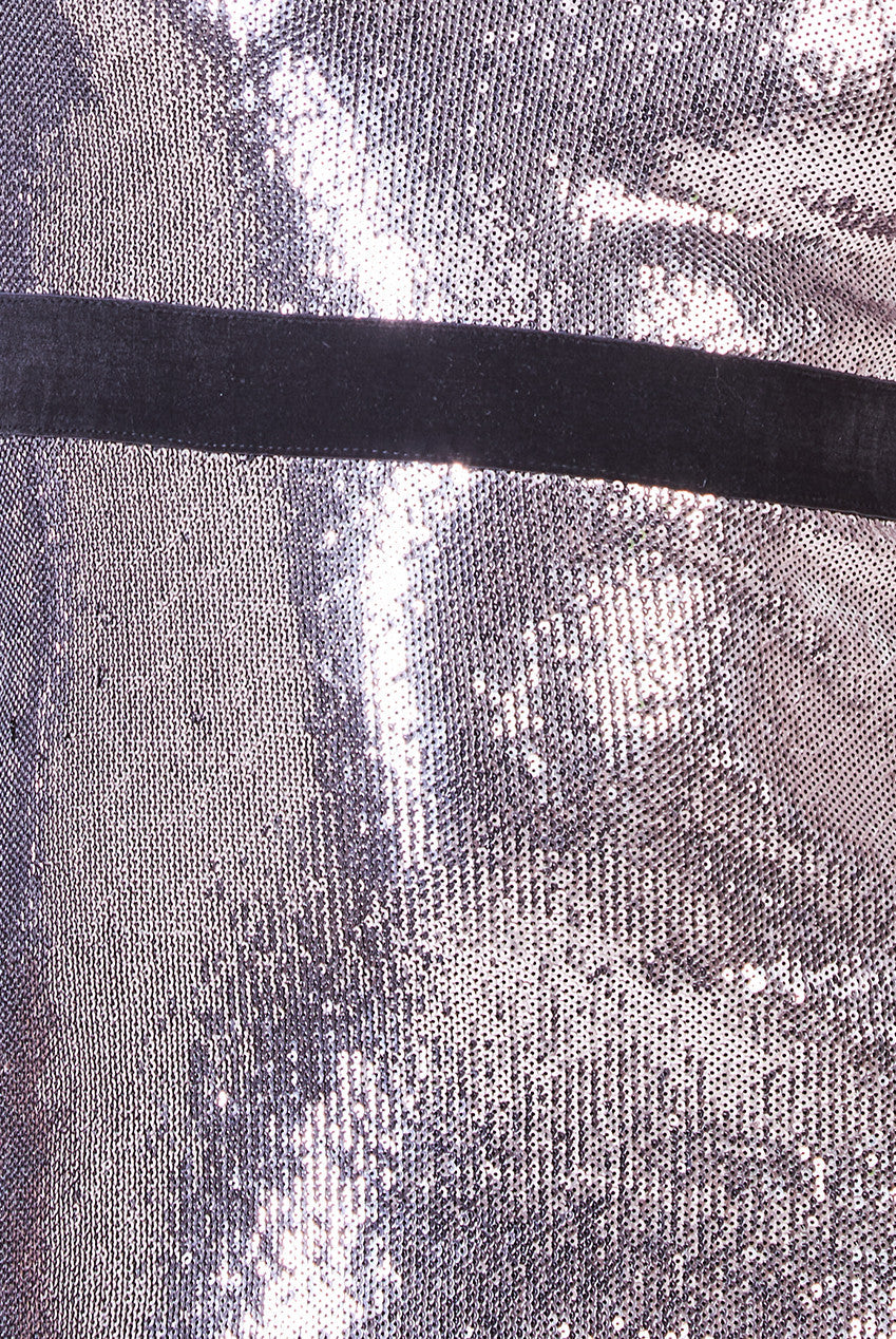 Goddiva Liquid Sequin Midi Dress With Corsage - Silver