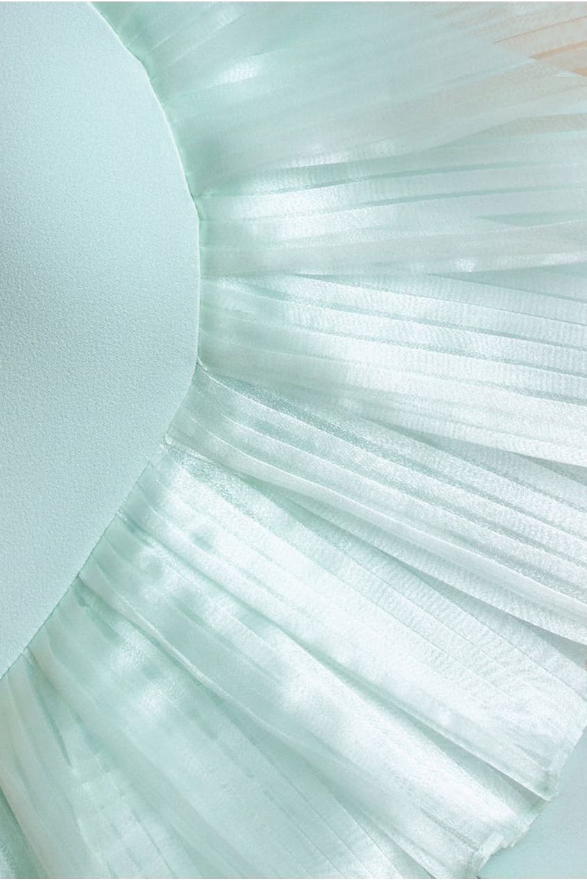 Goddiva One Shoulder Pleated Fan Maxi Dress - Mint Green