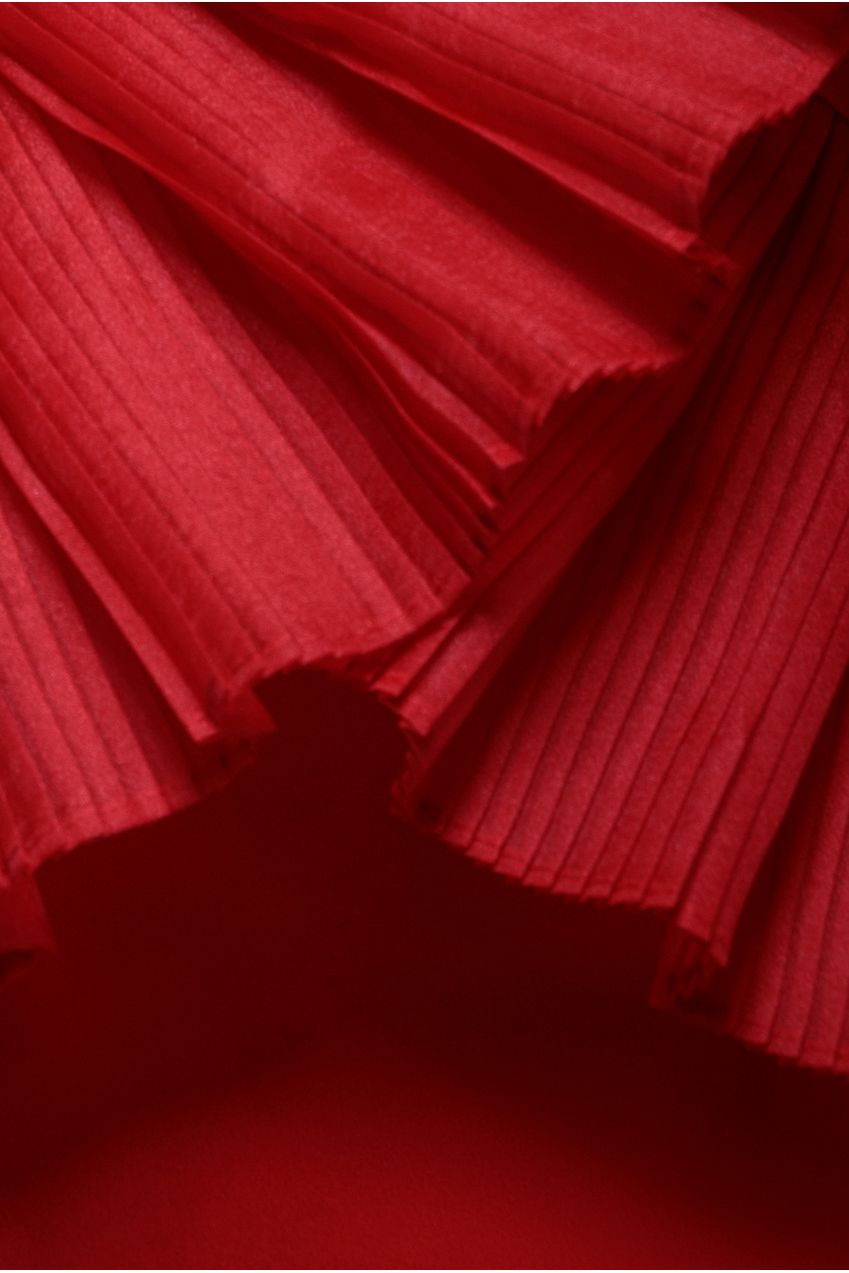 Goddiva One Shoulder Pleated Fan Midi Dress - Red