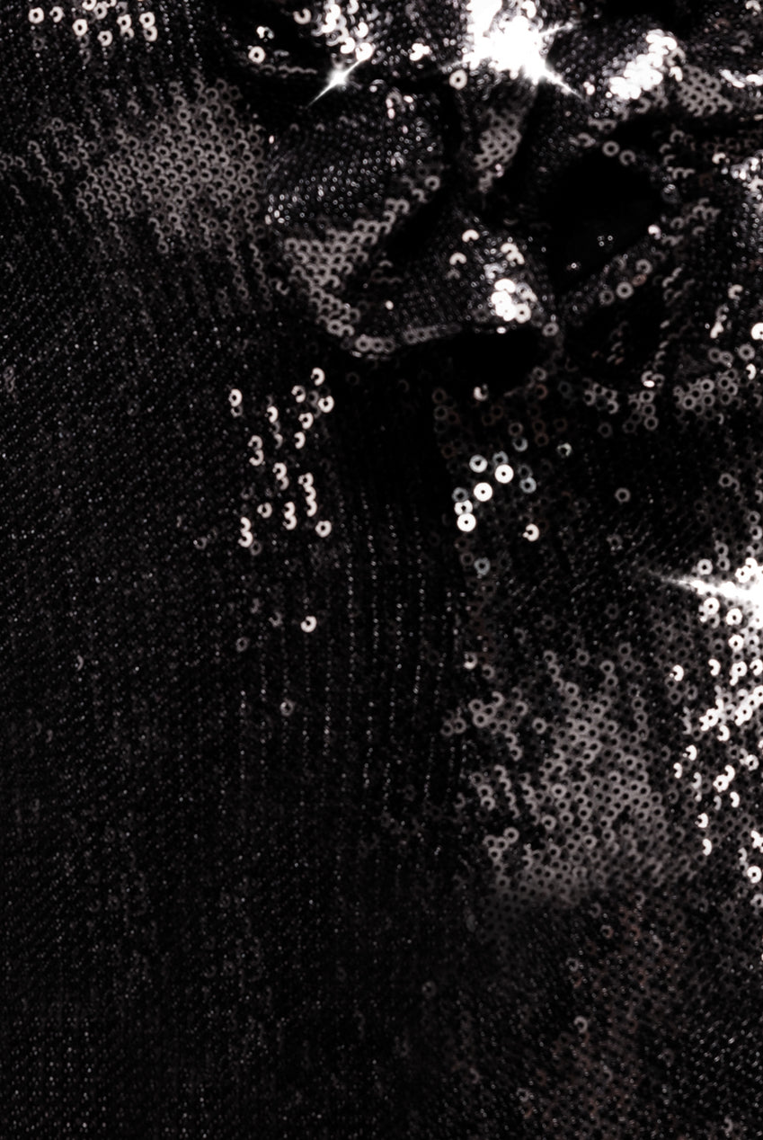 Goddiva Liquid Sequin Boobtube Midaxi With Corsage - Black