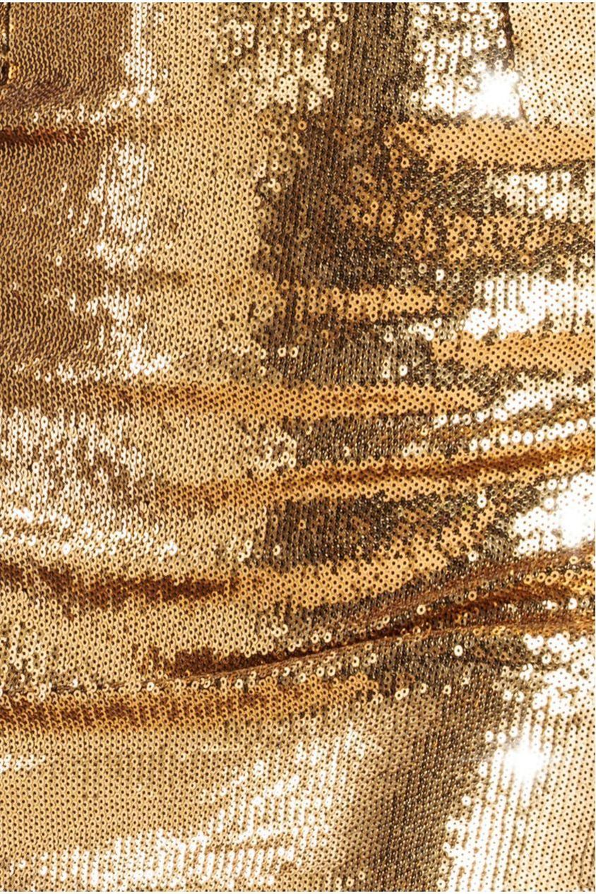 Goddiva Liquid Sequin Boobtube Midaxi With Corsage - Gold