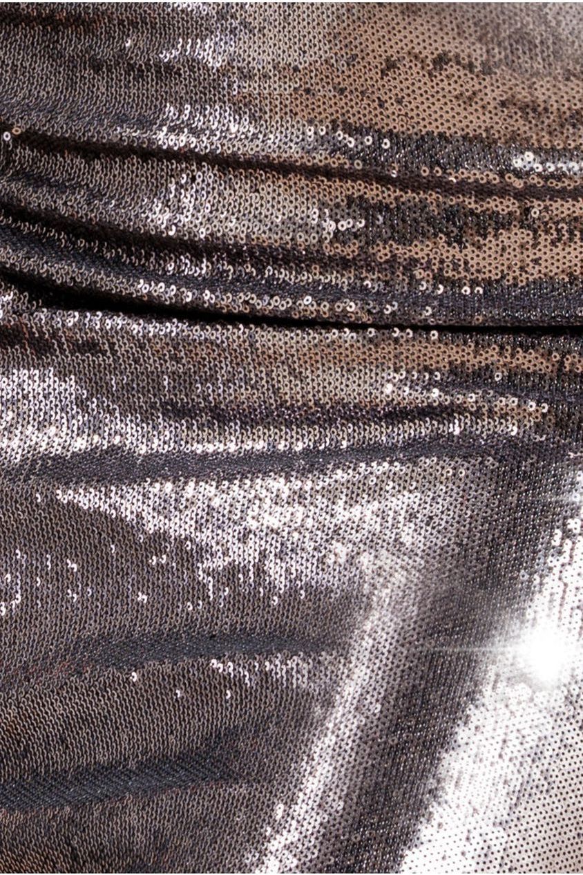 Goddiva Liquid Sequin Boobtube Midaxi With Corsage - Silver