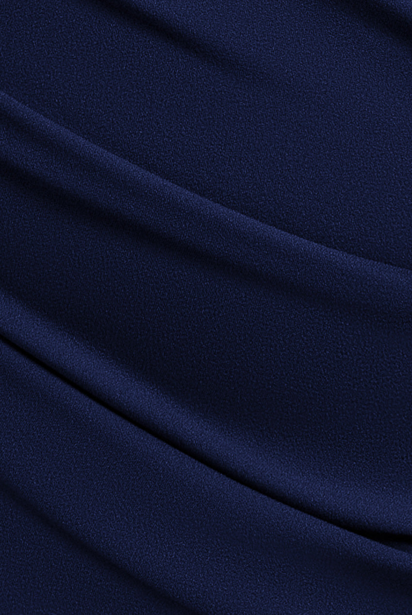 Goddiva Plus Scuba Bardot Pleated Midi Dress - Navy