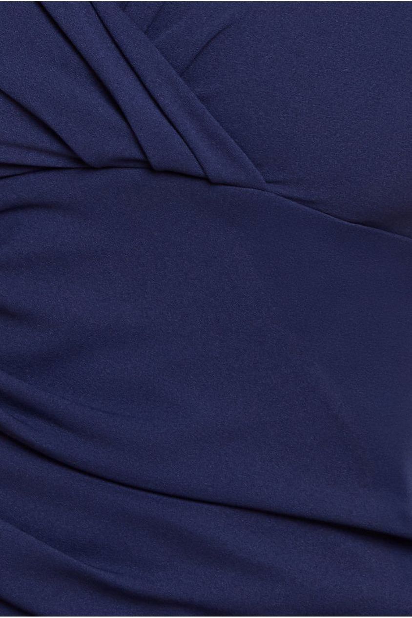 Goddiva Plus Scuba Bardot Pleated Midi Dress - Navy
