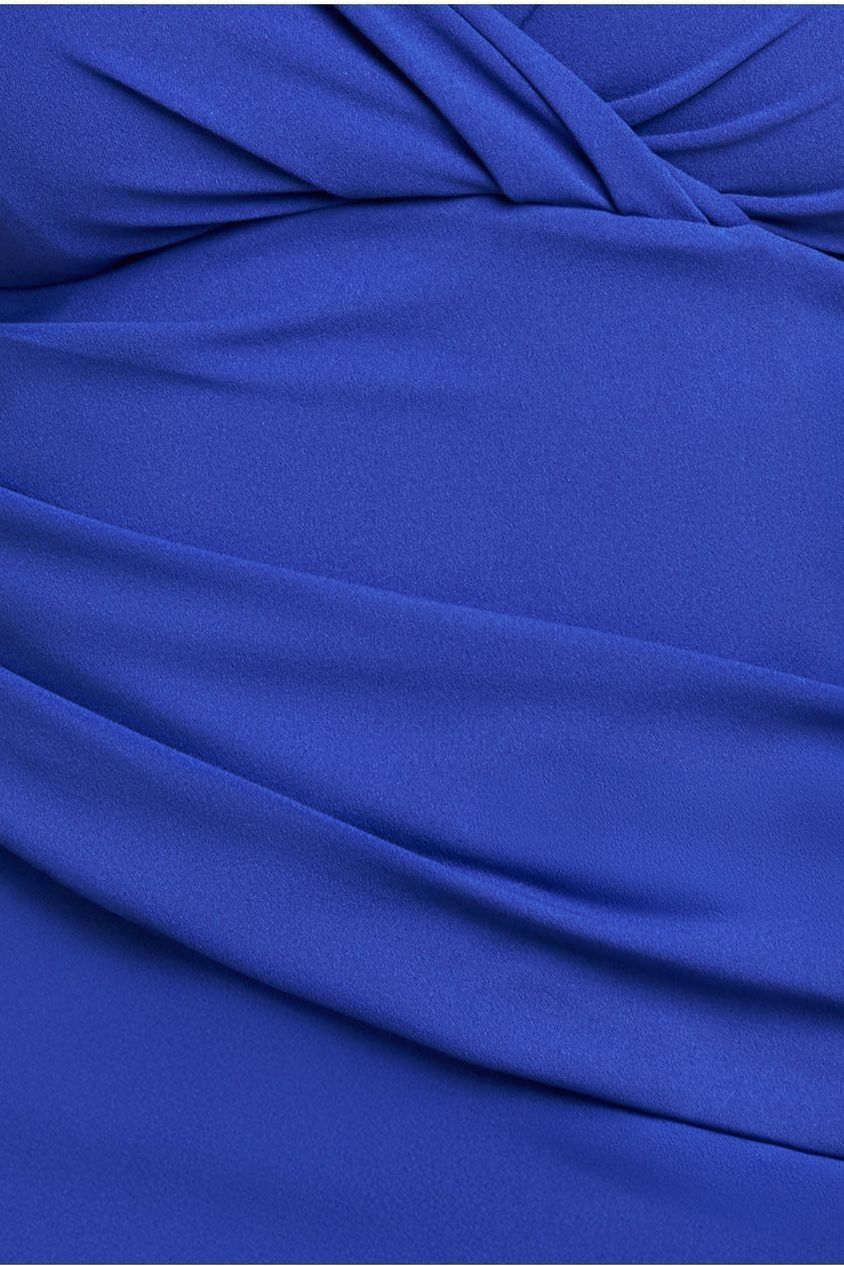 Goddiva Plus Scuba Bardot Pleated Midi Dress - Royalblue