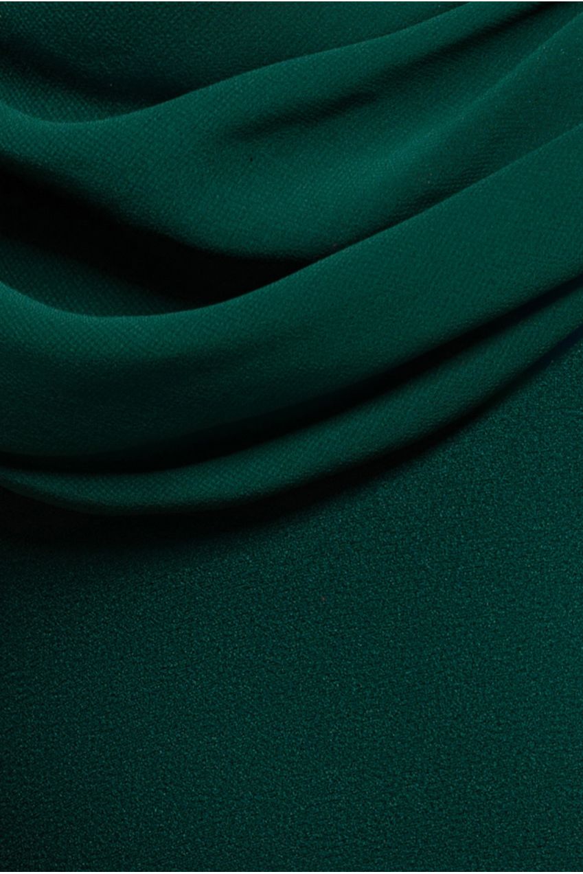Goddiva Asymmetric Chiffon Cowl Neck Scuba Maxi Dress - Emerald Green