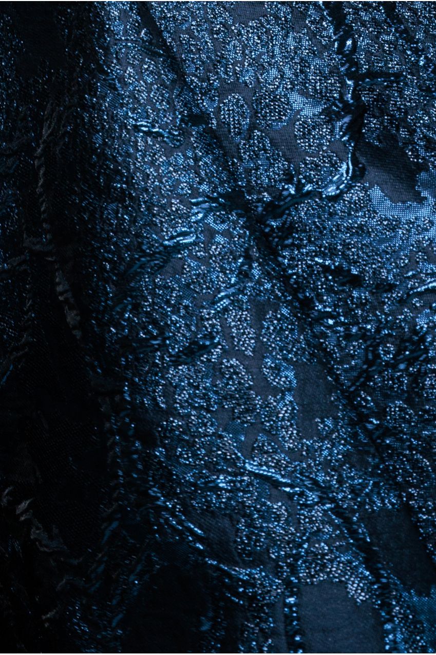 Goddiva Jacquard Sleeveless A-line Midi Dress - Navy Blue