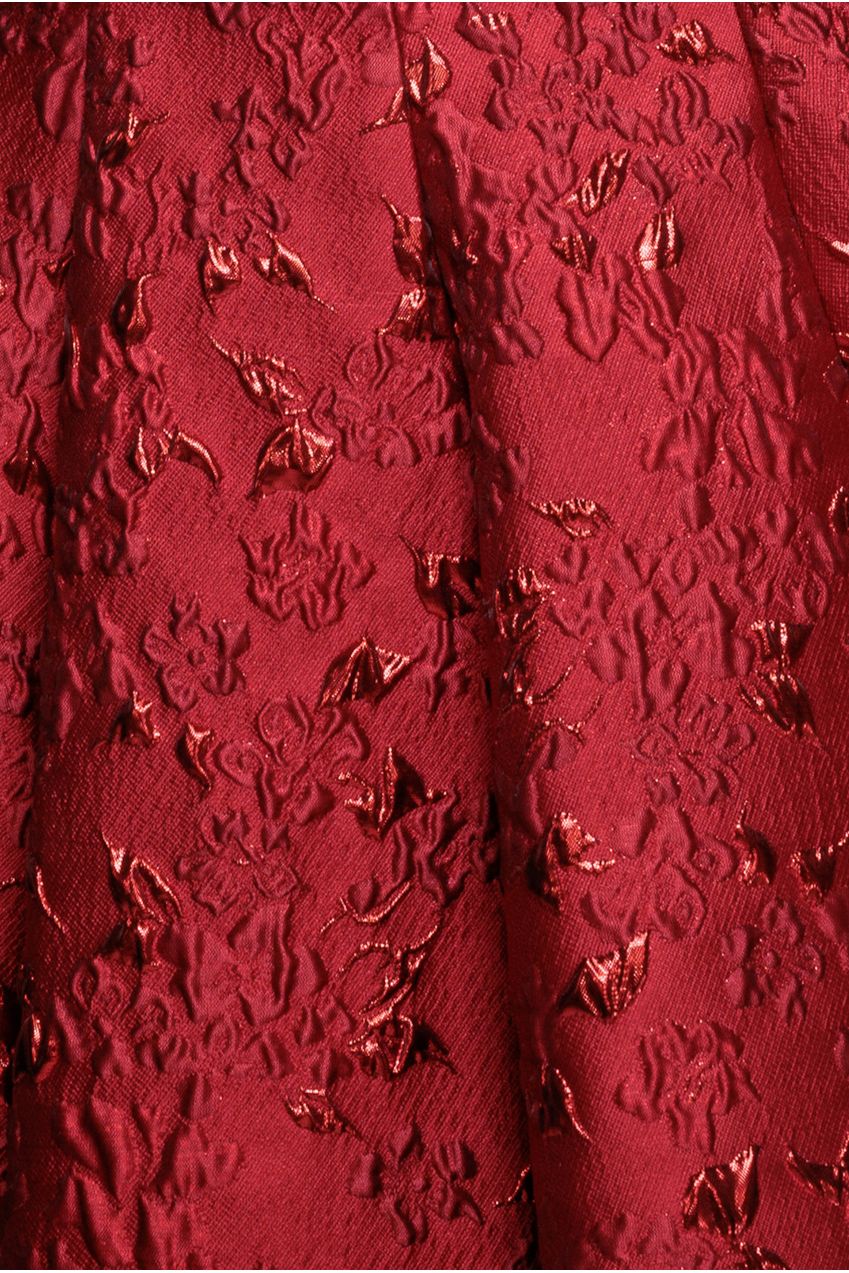 Goddiva Jacquard Sleeveless A-line Midi Dress - Red