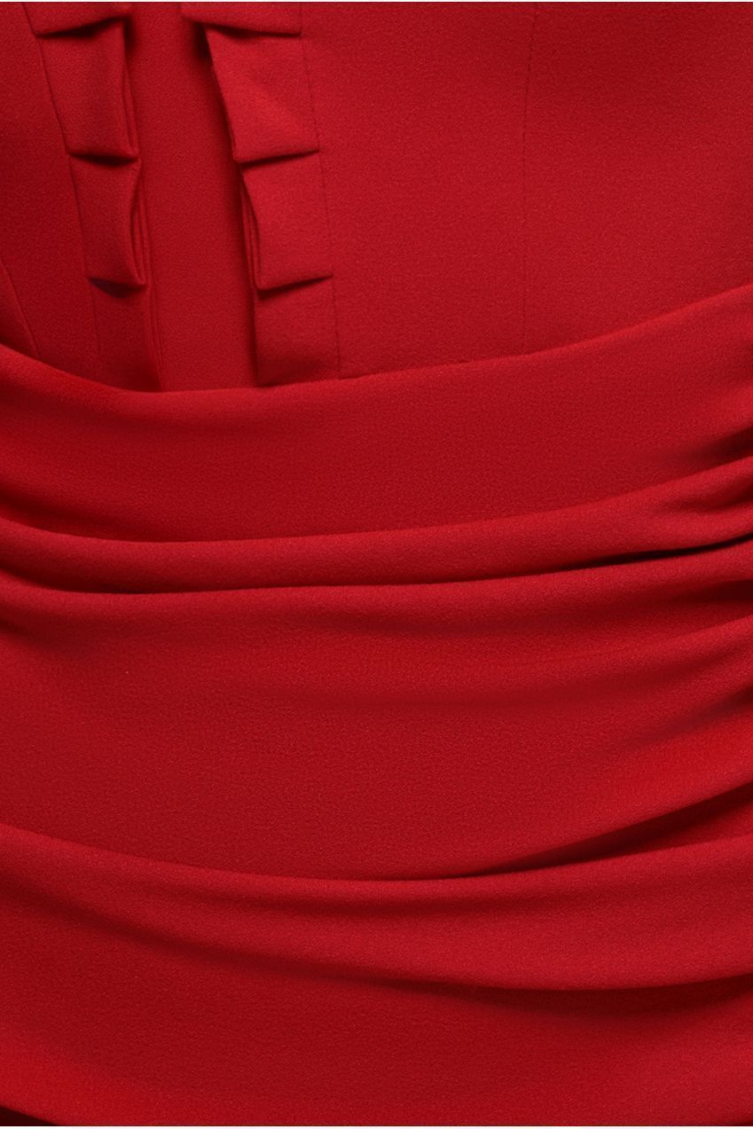 Goddiva Off The Shoulder Frill Gathered Maxi Dress - Red