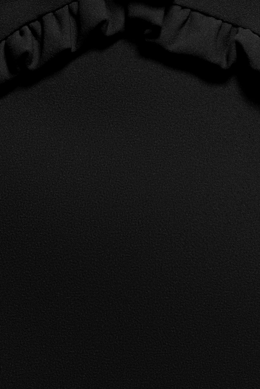 Goddiva Cap Sleeve Frill Edge Midi Dress - Black