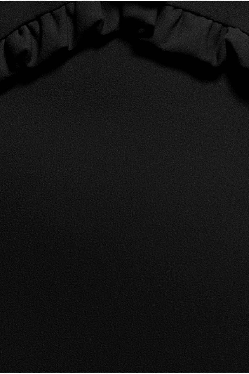 Goddiva Cap Sleeve Frill Edge Midi Dress - Black