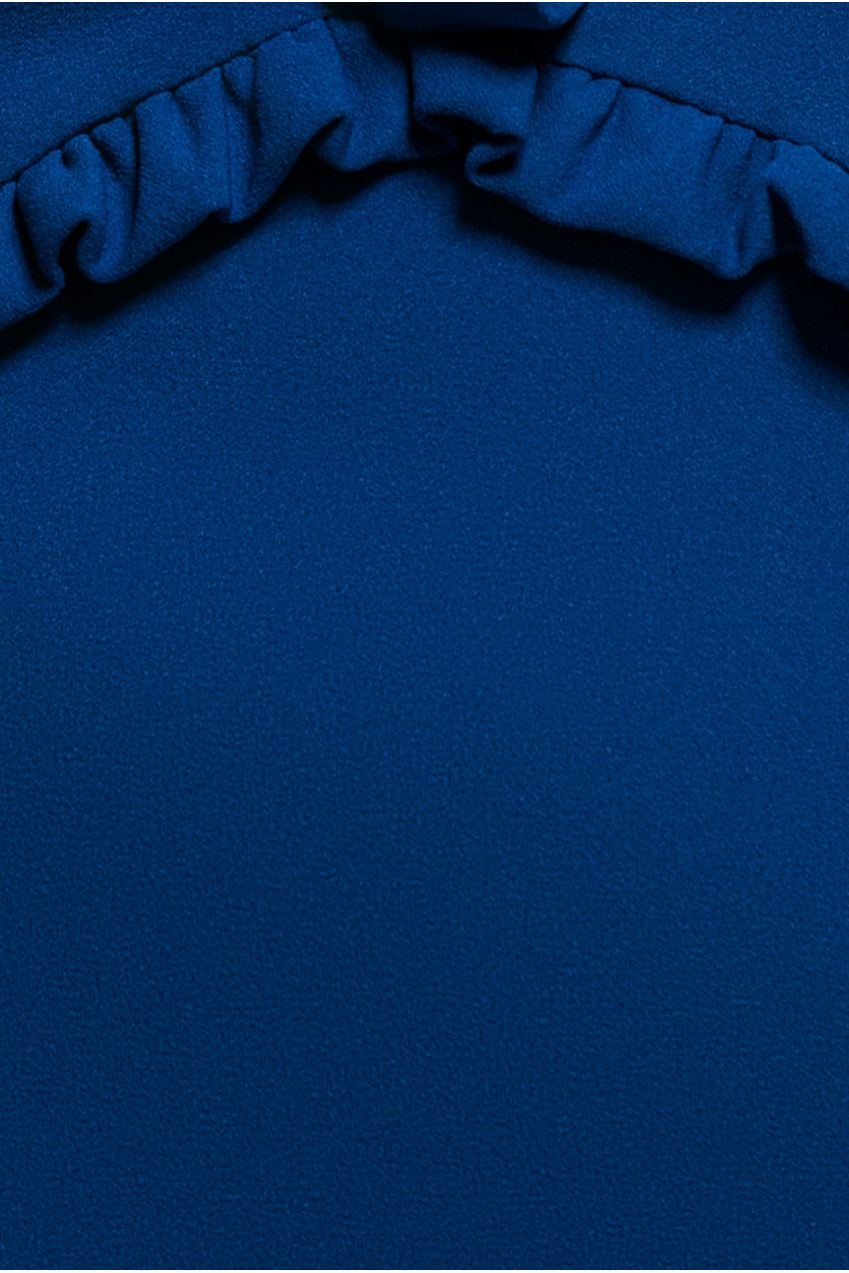 Goddiva Cap Sleeve Frill Edge Midi Dress - Royal Blue