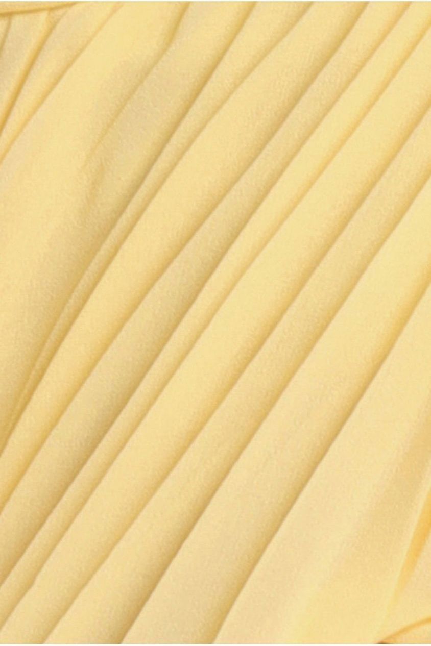 Goddiva Pleated Bardot High Low Tier Chiffon Midaxi Dress - Lemon
