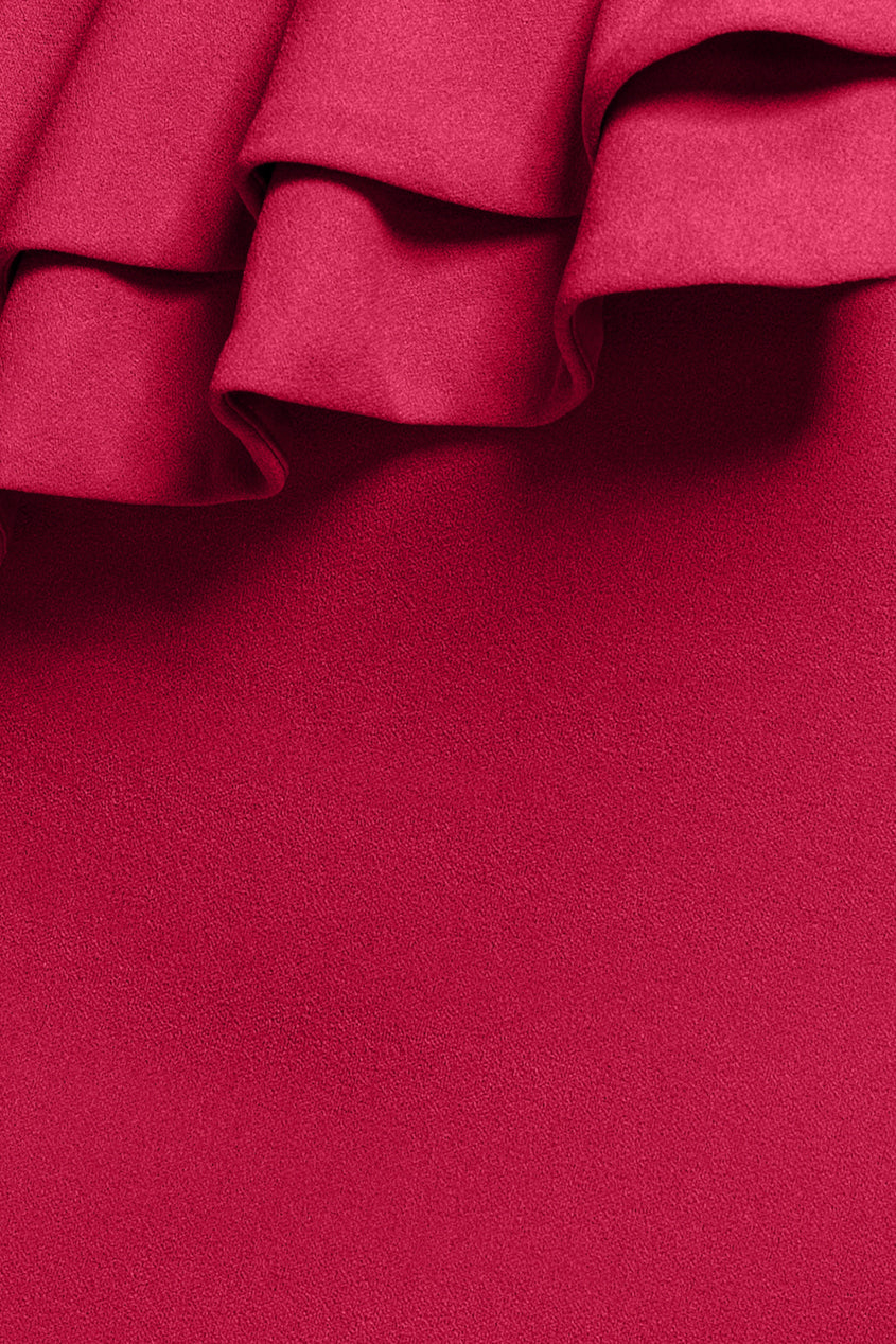 Goddiva Scuba Crepe Rose Frill Maxi Dress - Magenta