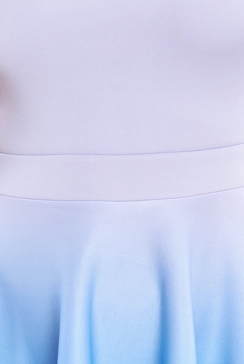 Goddiva Ombre Scuba Foam Bardot A-Line Midi Dress - Light Blue