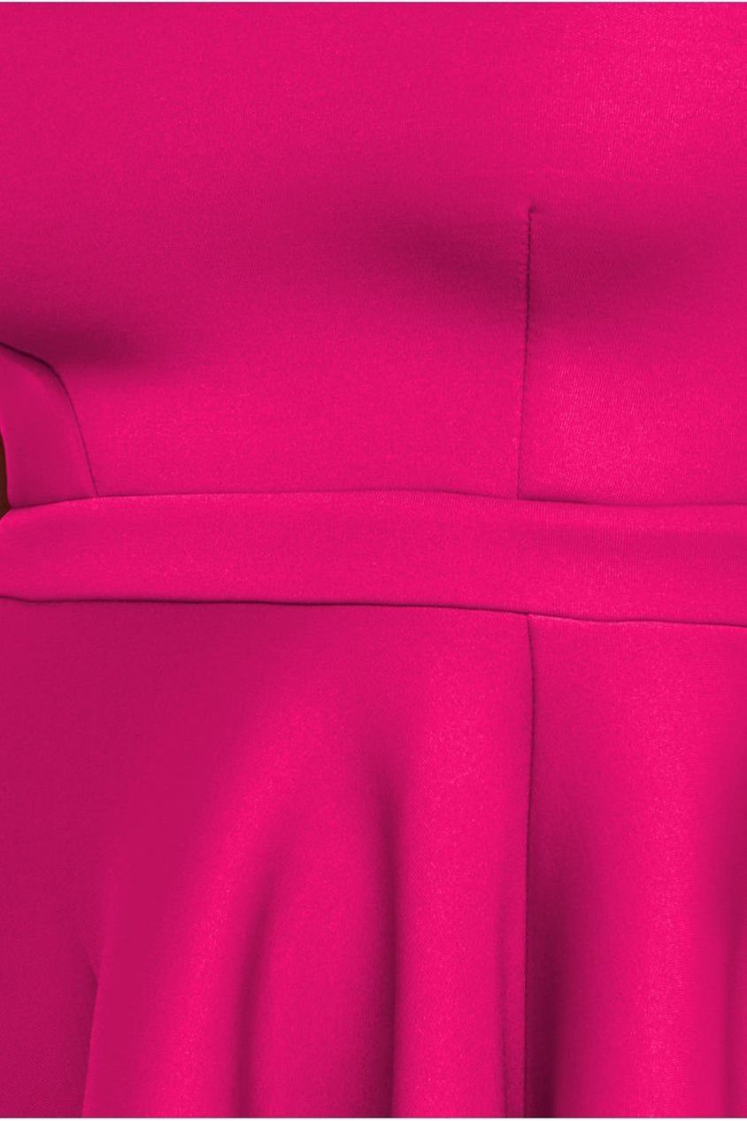 Goddiva Asymmetric Flared Hem Midi Dress - Magenta