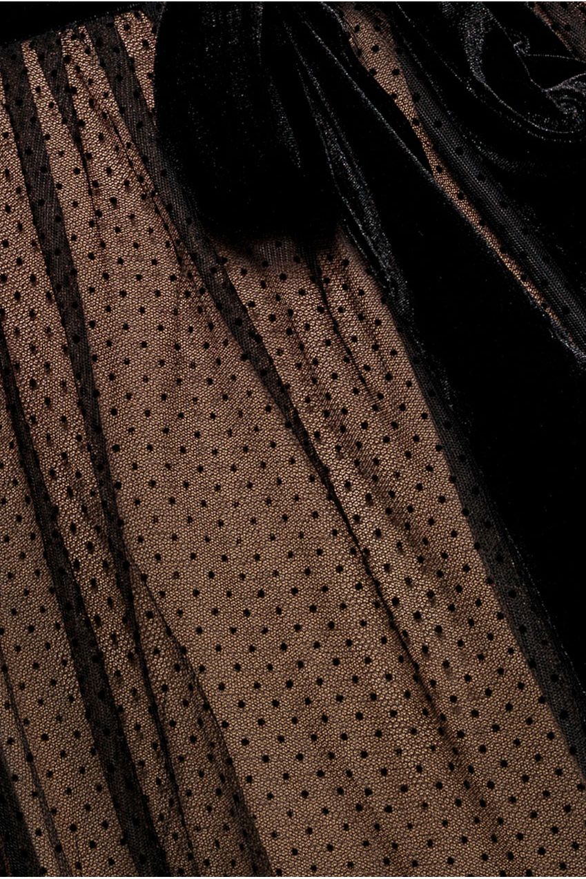 Goddiva Dobby Mesh Off The Shoulder Princess Maxi Dress - Black