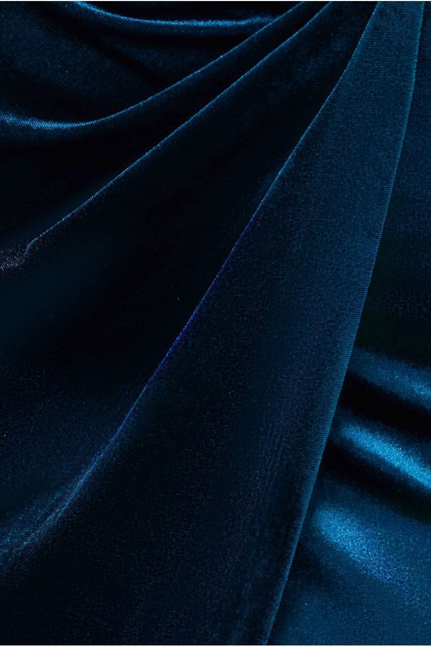 Goddiva Off The Shoulder Front Split Velvet Maxi Dress - Teal