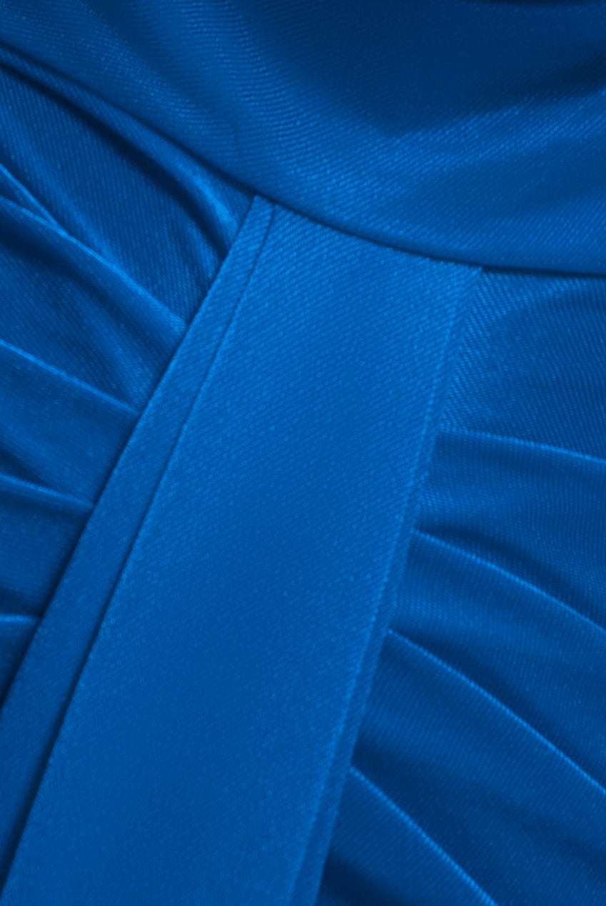 Goddiva Open Back Cowl Neck Maxi Dress - Royal Blue